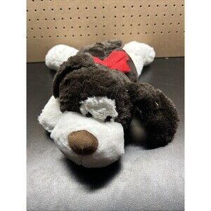HugFun Beagle Dog Plush Stuffed Animal Soft Floppy Red Ribbon Bow Brown White